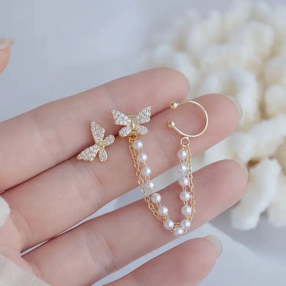 Women’s Crystal Inlaid Butterfly Chain Earrings