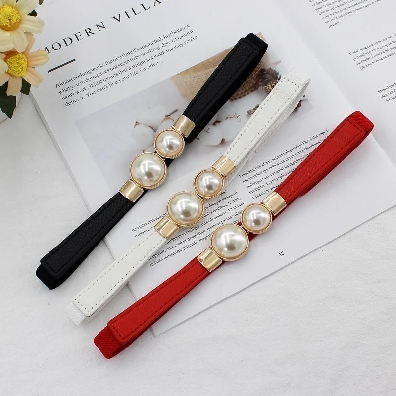 Women’s Double Pearl Elastic Belt