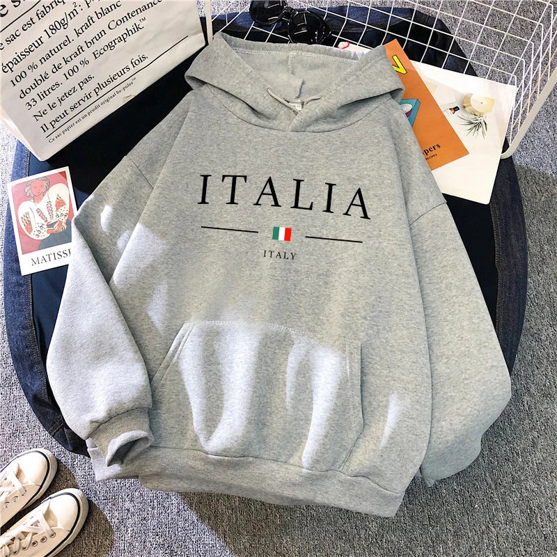 Women’s Italy Print Casual Hoodie