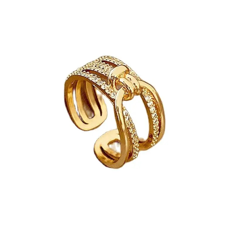 Women’s Geometric Zircon Gold Ring