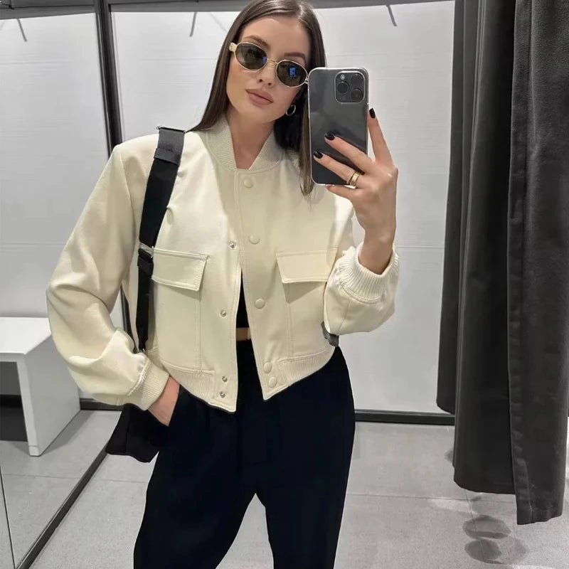 Women’s White Bomber Jacket