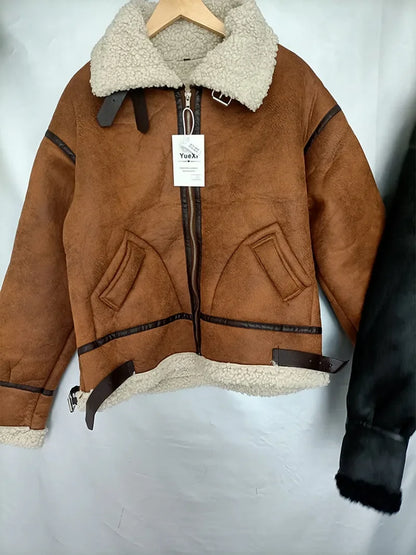 Women’s Faux Fur Shearling Winter Jacket.