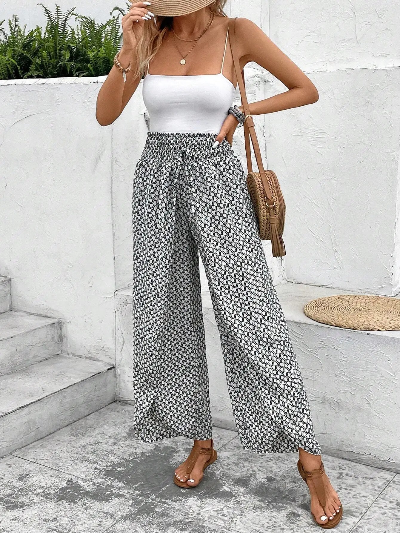 Women’s Summer Floral Wide-Leg Skirt Pants – Fashionable Trousers