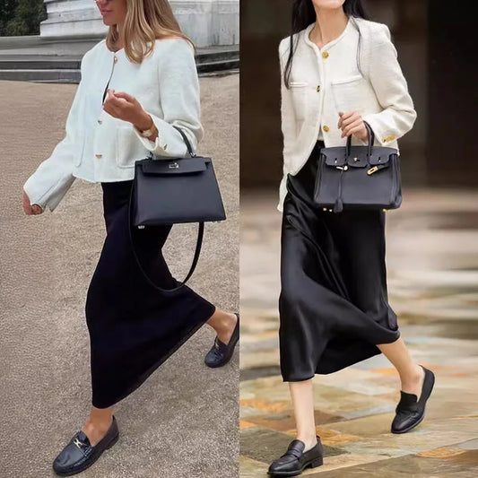 Women’s Satin High-Waist Midi Skirt