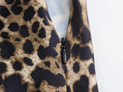 Women’s Leopard Print Satin Midi Skirt