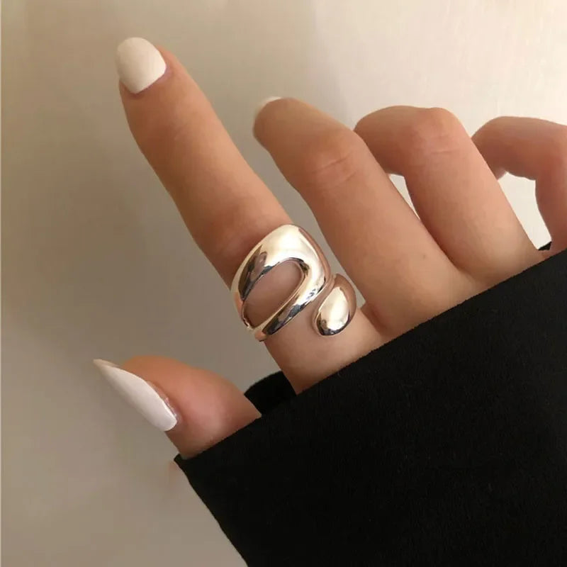 Women’s Punk Geometric Silver Ring