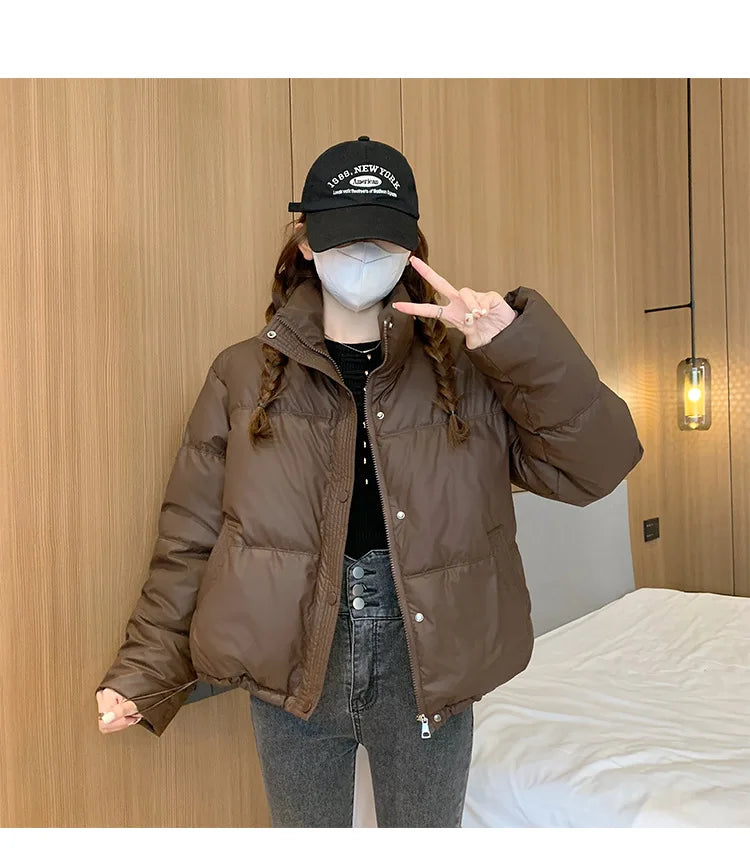 Women’s Short PU Leather Padded Jacket