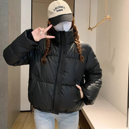 Women’s Short PU Leather Padded Jacket