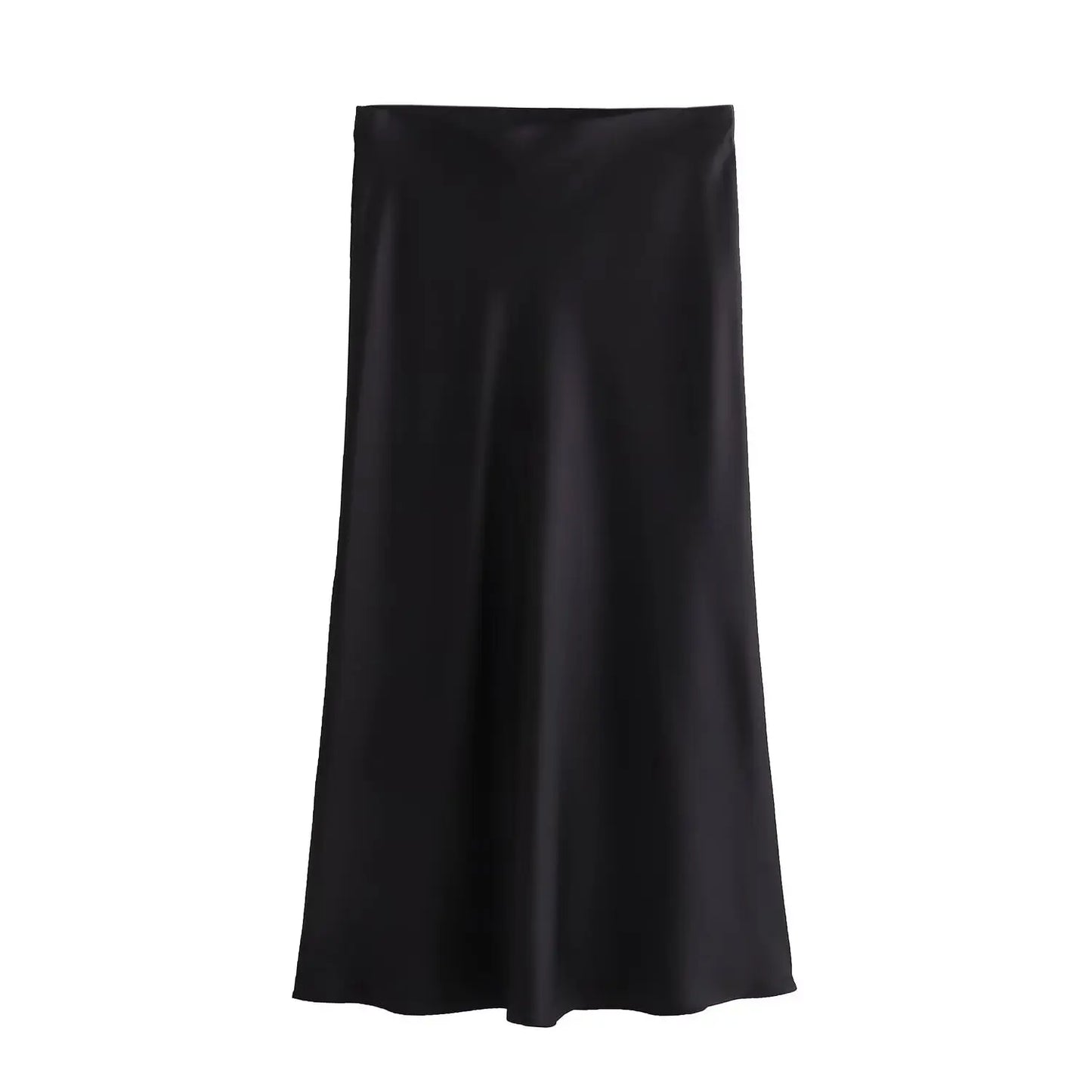 Women’s Satin High-Waist Midi Skirt