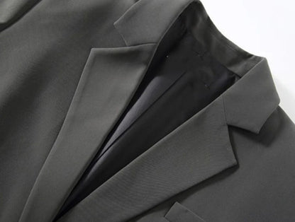 Women’s Black Single-Button Blazer – Loose Fit Office & Streetwear.