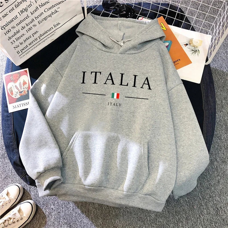 Women’s Italy Print Casual Hoodie