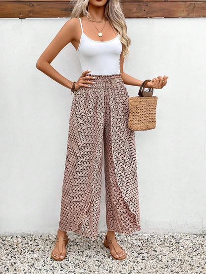 Women’s Summer Floral Wide-Leg Skirt Pants – Fashionable Trousers