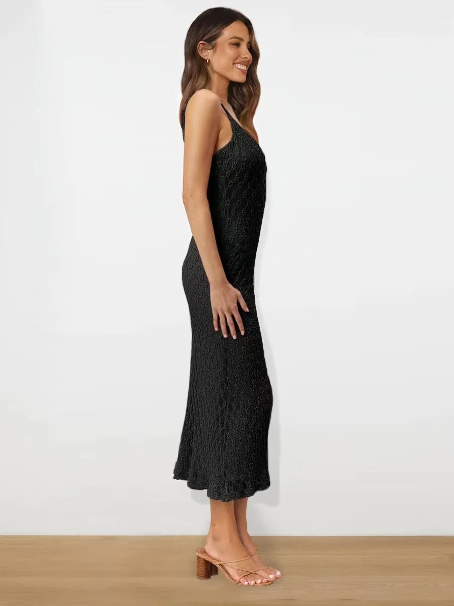 Women’s Solid Color Skinny Dress – Elegant Sexy Evening Gown