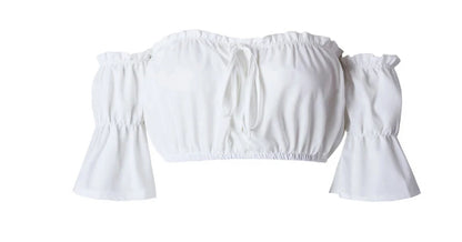 Crop tops women 2024 summer lantern sleeve sexy strapless beach tops plus size red black white ruched crop top