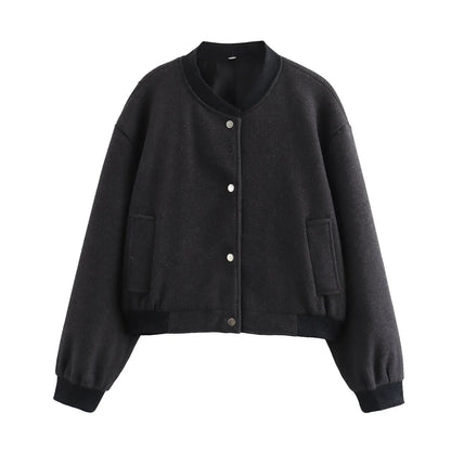 Women’s White Cropped Bomber Jacket – Autumn/Winter.