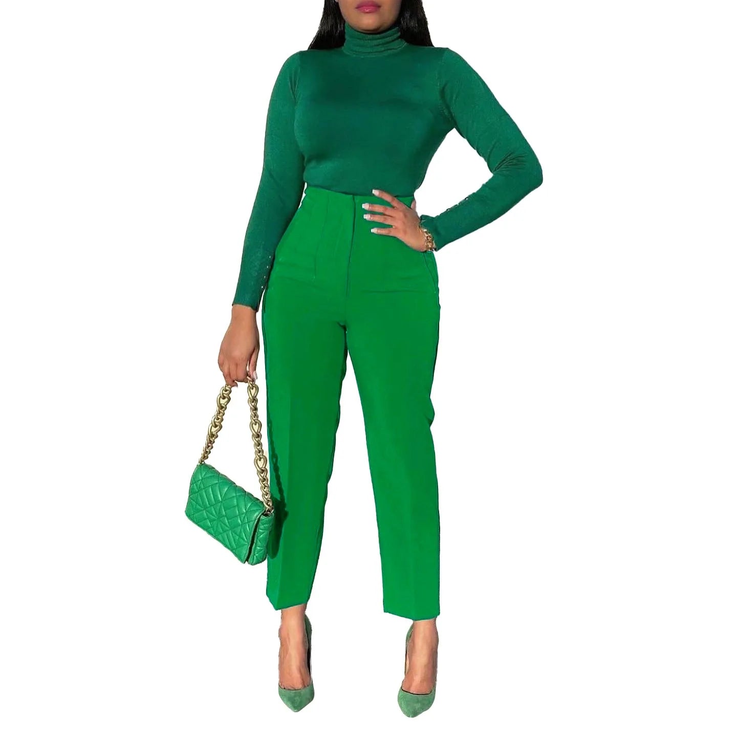 Women’s High-Waist Straight Work Pants – Elegant Office & Business Trousers