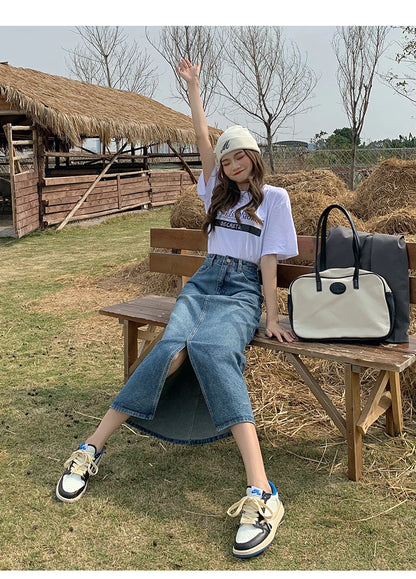 Women’s High-Waist Denim A-Line Skirt