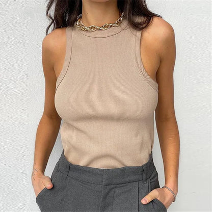 Tank Tops Women Yellow Casual Vest Sleeveless Camis Shoulder Women's Tank Top Ribbed Knitted Tops Summer Woman Shirts Tank Top