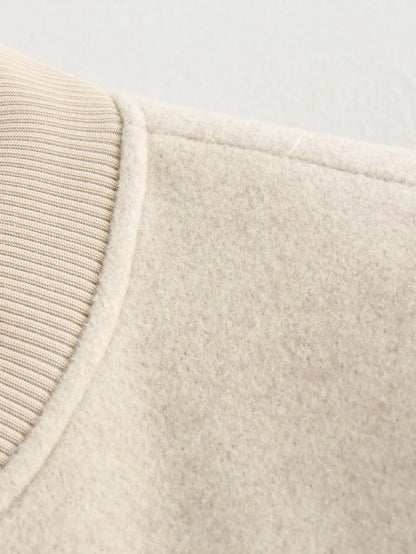 Women’s White Cropped Bomber Jacket – Autumn/Winter.