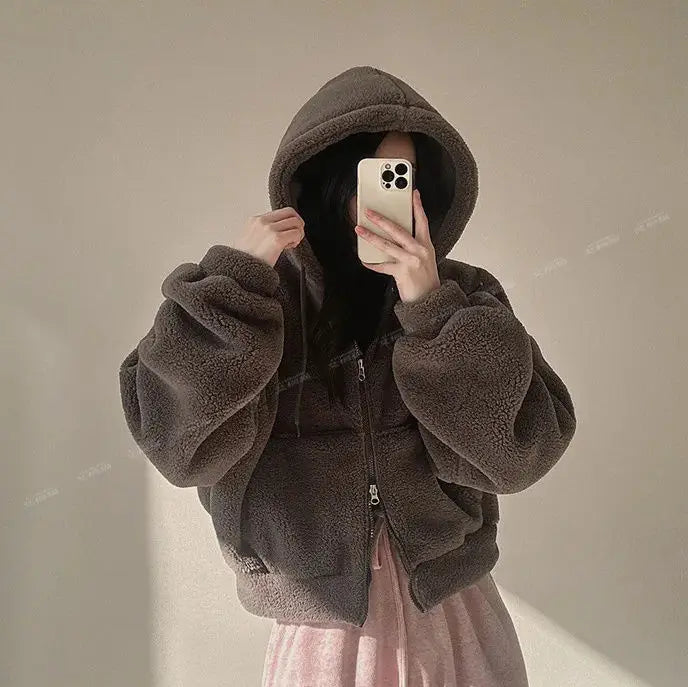 Women’s Winter Hooded Lambswool Jacket