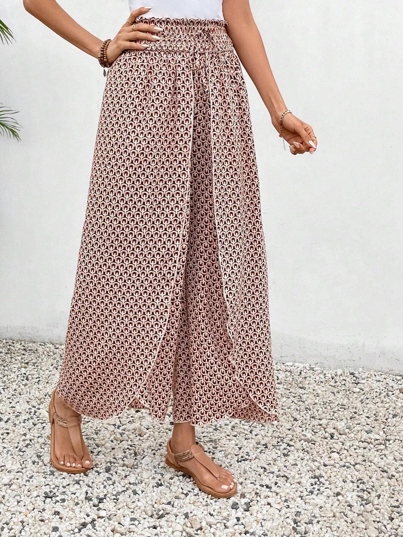 Women’s Summer Floral Wide-Leg Skirt Pants – Fashionable Trousers