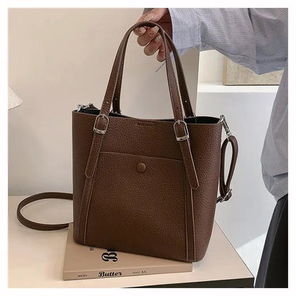 Women’s Designer Leather Handbag – Gold Accent
