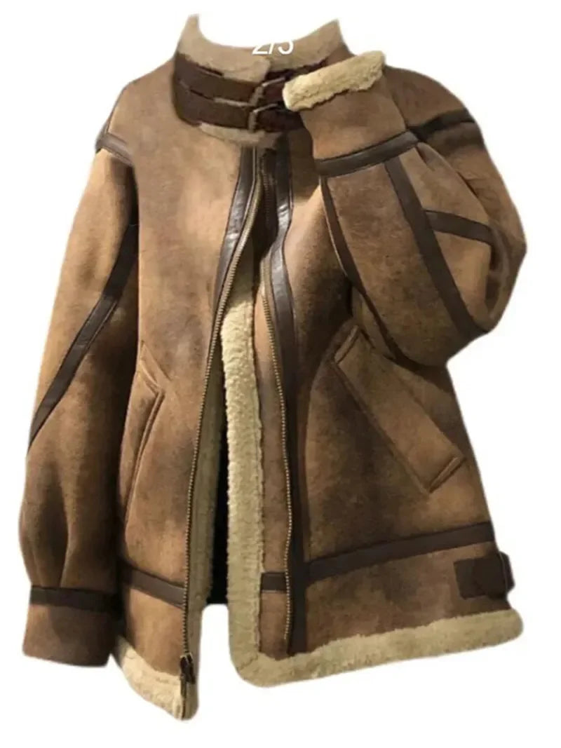 Women’s Faux Fur Shearling Winter Jacket.