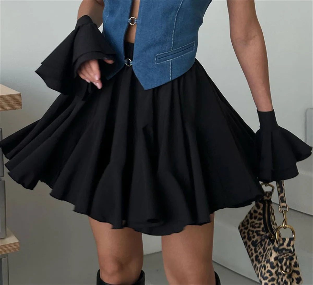 Women’s High-Waist Ruffle Mini Skirt