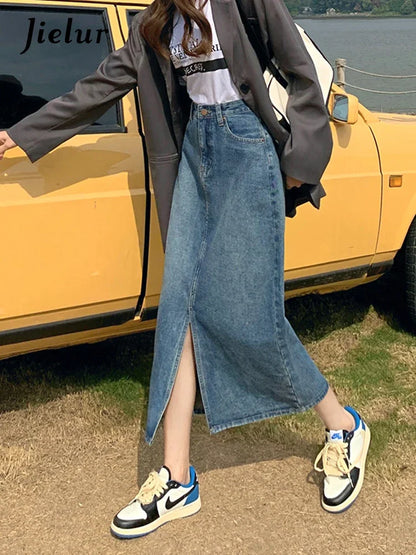 Women’s High-Waist Denim A-Line Skirt