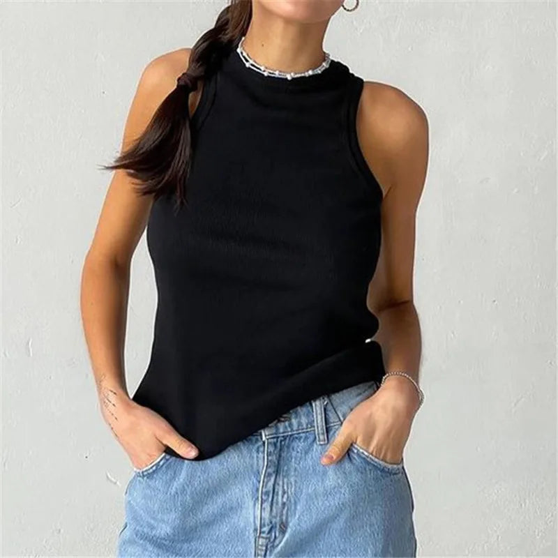 Tank Tops Women Yellow Casual Vest Sleeveless Camis Shoulder Women's Tank Top Ribbed Knitted Tops Summer Woman Shirts Tank Top
