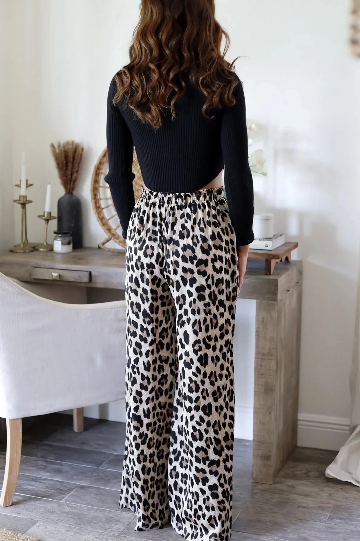 Women’s Leopard Print Pants – High-Waist Baggy Wide-Leg Trousers