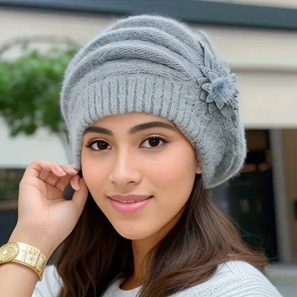 Women’s Winter Knitted Flower Beret