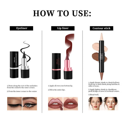 Makeup Set – Contour, Eyeliner & Lipstick