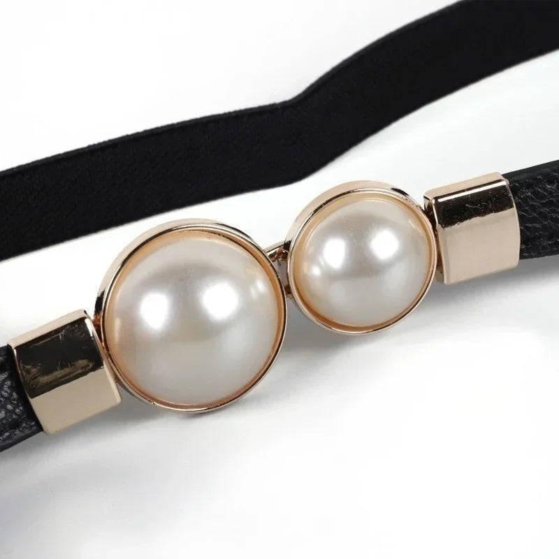 Women’s Double Pearl Elastic Belt