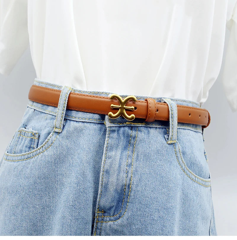 Women’s Luxury Leather Belt with Metal Buckle