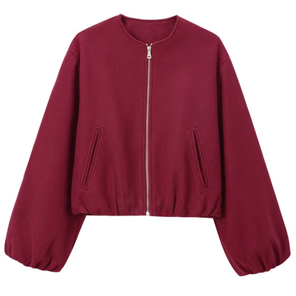 Women’s Tweed Cropped Bomber Jacket – Autumn/Winter