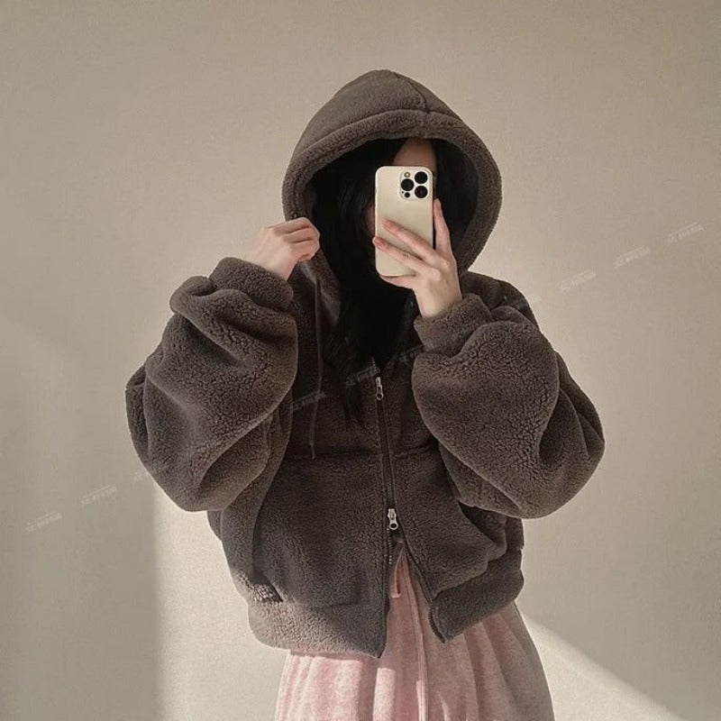 Women’s Winter Hooded Lambswool Jacket