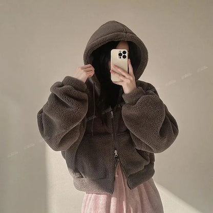 Women’s Winter Hooded Lambswool Jacket