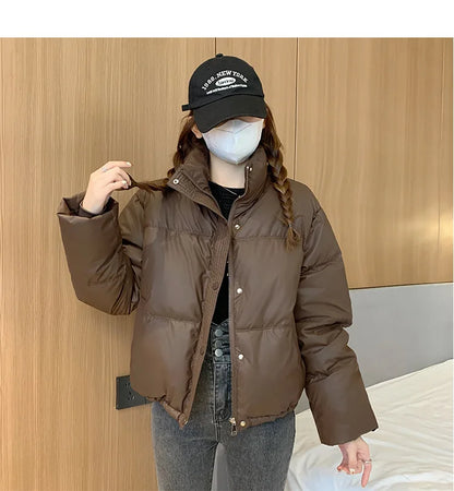 Women’s Short PU Leather Padded Jacket