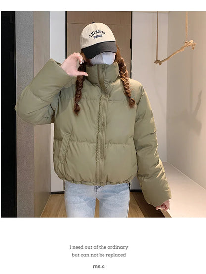 Women’s Short PU Leather Padded Jacket