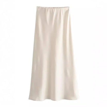 Women’s Satin High-Waist Midi Skirt