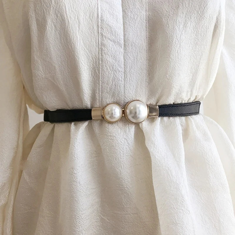 Women’s Double Pearl Elastic Belt