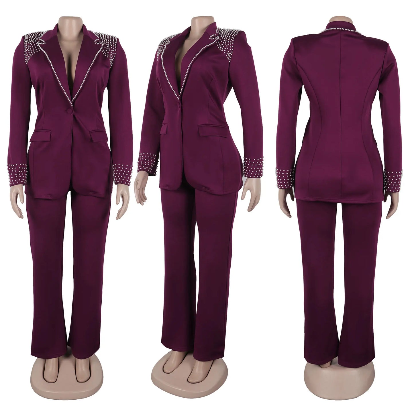 Women’s Two-Piece Pant Set – Y2K Blazer & High-Waist Slim Pants
