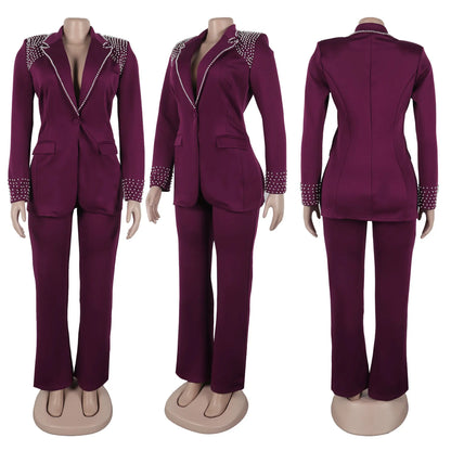 Women’s Two-Piece Pant Set – Y2K Blazer & High-Waist Slim Pants