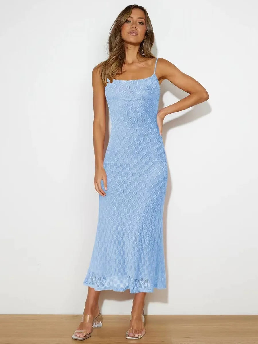 Women’s Solid Color Skinny Dress – Elegant Sexy Evening Gown