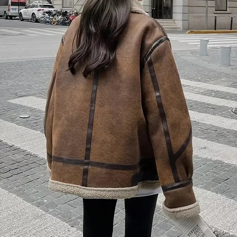 Women’s Faux Fur Shearling Winter Jacket.