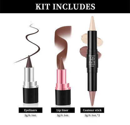 Makeup Set – Contour, Eyeliner & Lipstick