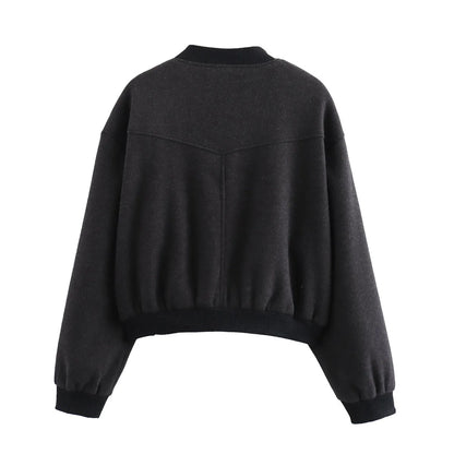Women’s White Cropped Bomber Jacket – Autumn/Winter.
