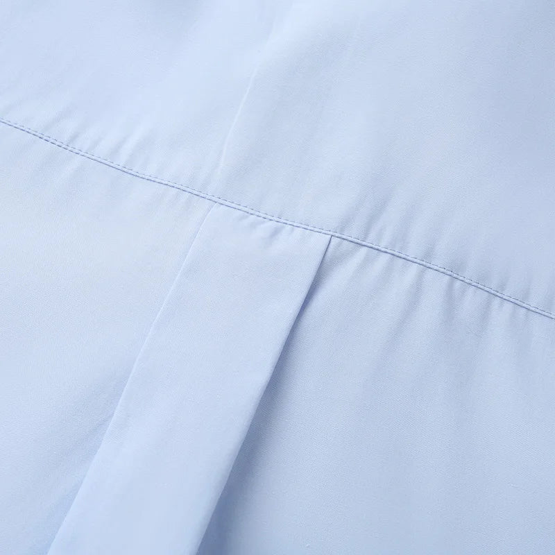 TRAF 2025 Woman Blouses Long Stripe Shirts Women Spring Summer Long Sleeve Blue White Shirt Woman Large Tops Button Up Shirts