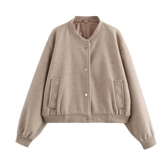 Women’s Cropped Bomber Jacket – Autumn/Winter Streetwear.